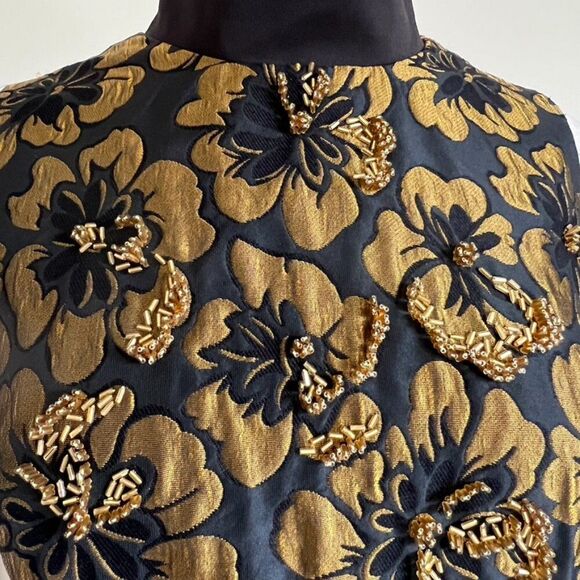 Rachel Roy Gold Floral Print Skater Dress – Size 8 - Picture 5 of 7